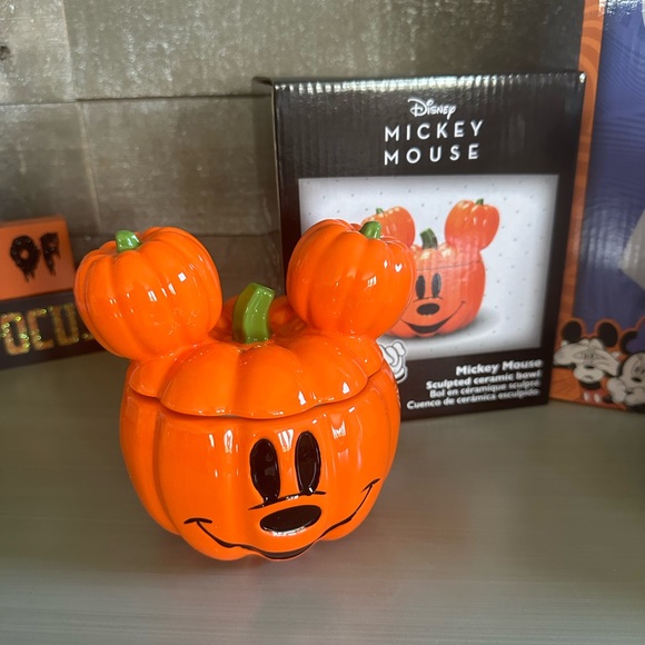 Disney Other - SOLD Disney Mickey Mouse Ceramic Pumpkin Canister Candy Jar